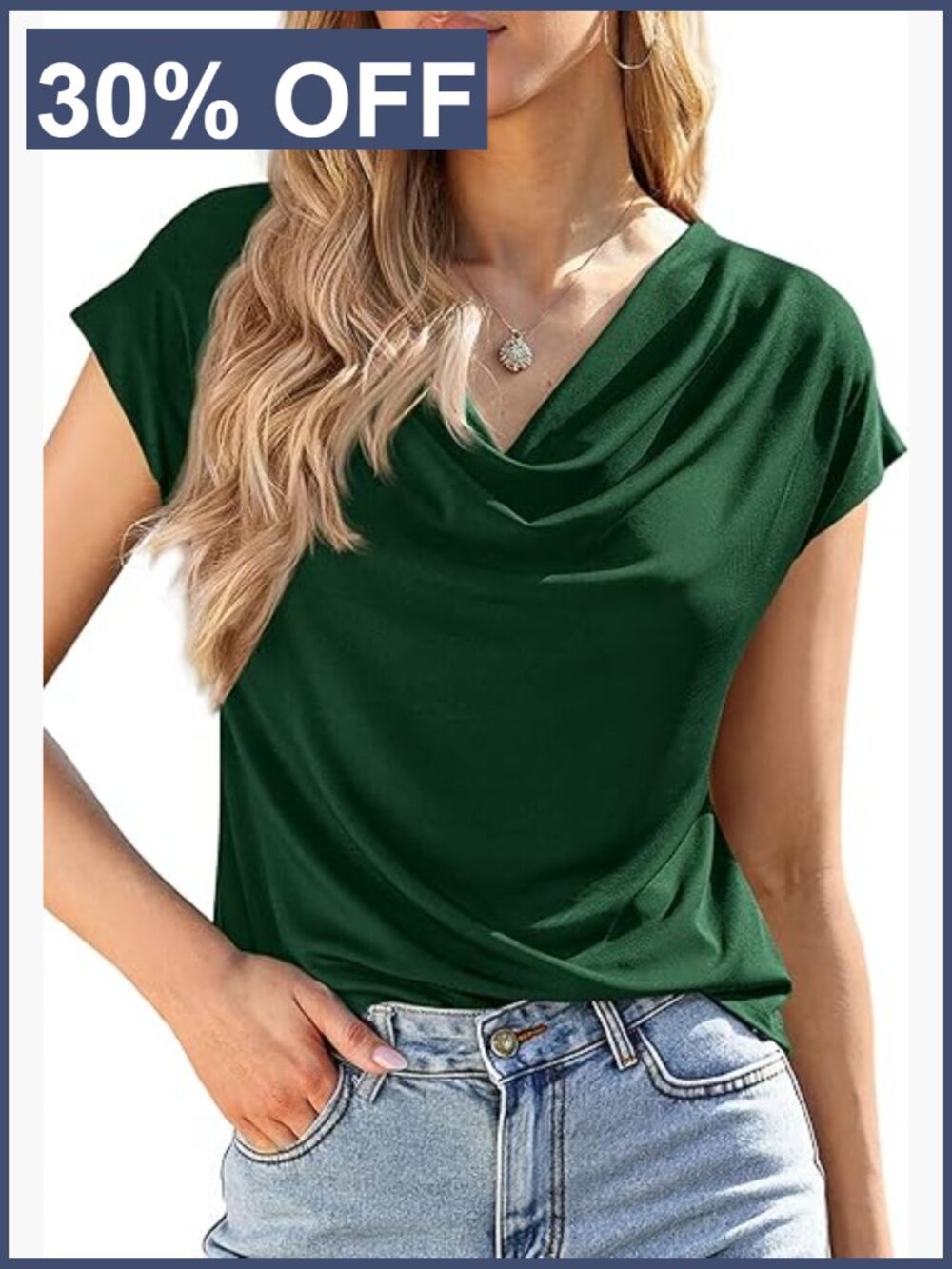 Cowl Neck Cap Sleeve Blouse - Dressy Casual Work Top